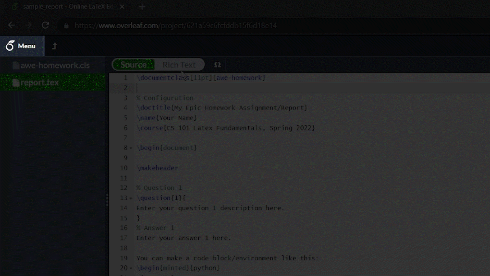 Overleaf Template Tutorial